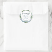 Sticker Rond Mariage de verdure bleu rustique Floral (Sac)