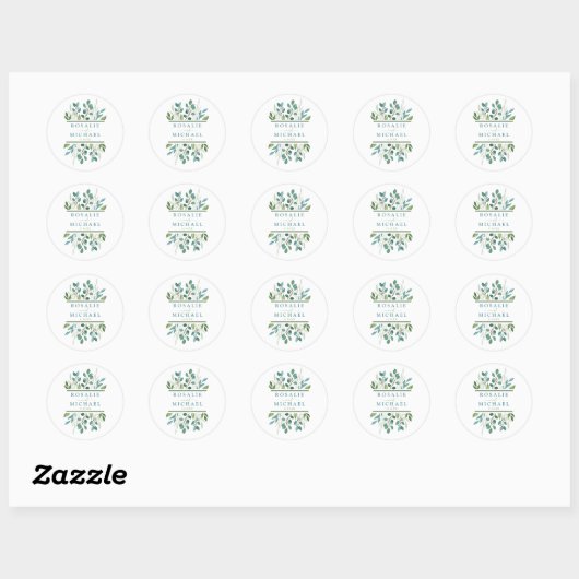 Sticker Rond Mariage de verdure botanique (Feuille)