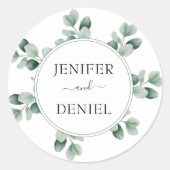 Sticker Rond Mariage de verdure botanique d'Eucalyptus (Devant)