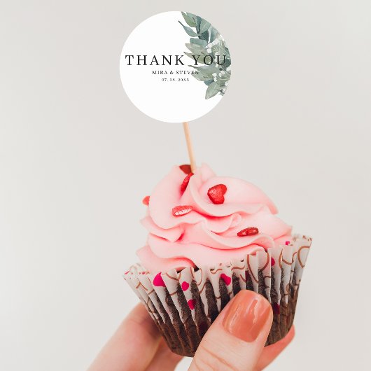 Sticker Rond Mariage de verdure botanique moderne merci