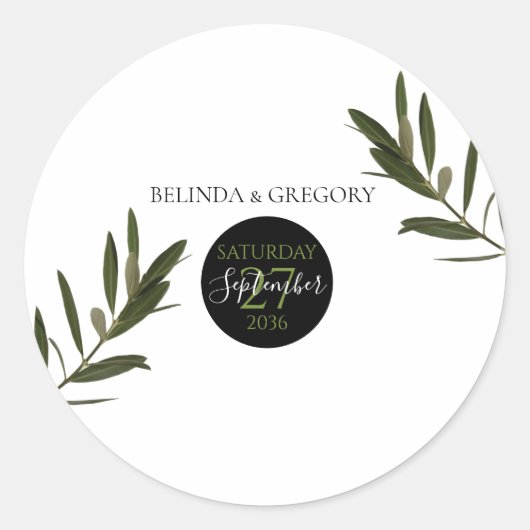 Sticker Rond Mariage de verdure Feuille d'olive (Devant)