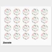 Sticker Rond Mariage de verdure fleurie rose et blanc (Feuille)