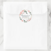 Sticker Rond Mariage de verdure fleurie rose et blanc (Sac)