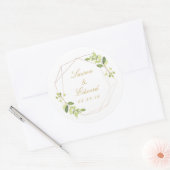 Sticker Rond Mariage de verdure géométrique moderne (Enveloppe)
