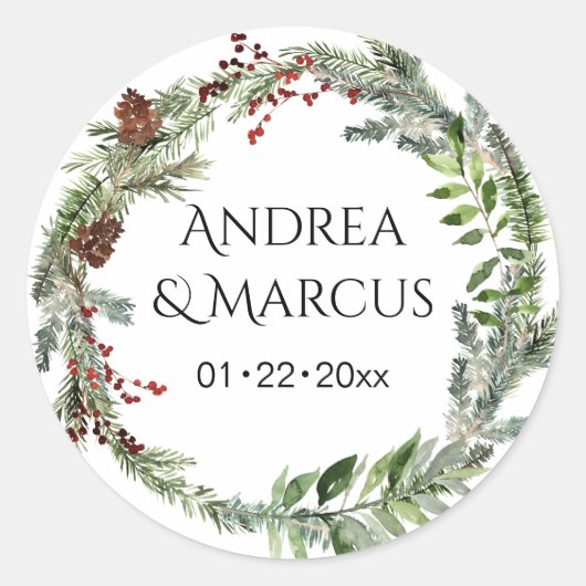 Sticker Rond Mariage de verdure Pinecone Wreath (Devant)