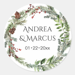 Sticker Rond Mariage de verdure Pinecone Wreath