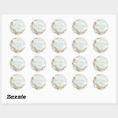 Sticker Rond Mariage de verdure sage rose blanche (Feuille)