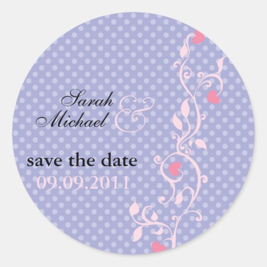 Sticker Rond Mariage de vigne florale violet pois (Devant)