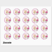 Sticker Rond Mariage d'éclaboussure couleur rose chaud (Feuille)