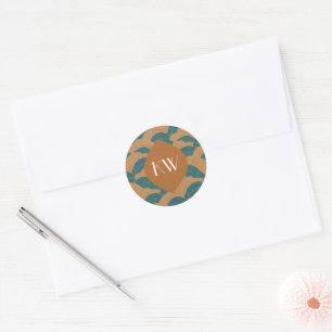 Sticker Rond Mariage Décor Géométrique Vintage Teal Orange
