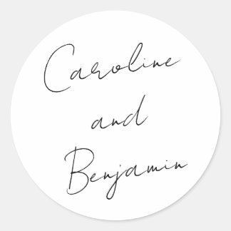 Sticker Rond Mariage d'écriture de script moderne Boho Blanc