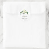 Sticker Rond Mariage d'écriture moderne florale blanche (Sac)