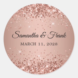 Sticker Rond Mariage dégradé or rose scintillant