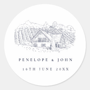 Sticker Rond Mariage d'élégance de destination dans un vignoble