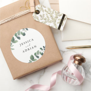 Sticker Rond Mariage d'élégance verte feutrée