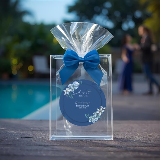 Sticker Rond Mariage Delft Bleu Blanc Chinoiserie Floral