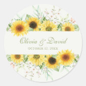 Sticker Rond Mariage Délice de Tournesol Rustique (Devant)