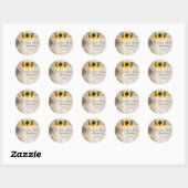 Sticker Rond Mariage dentelle et tournesol en bois Enregistrer (Feuille)
