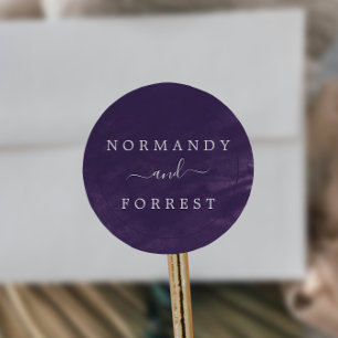 Sticker Rond Mariage d'enveloppe d'aquarelle violet
