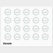 Sticker Rond Mariage d'enveloppes de courroies rustiques vertes (Feuille)