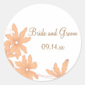 Sticker Rond Mariage d'enveloppes de marguerites orange (Devant)