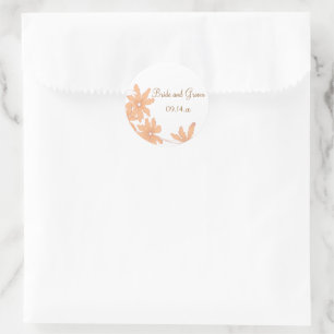 Sticker Rond Mariage d'enveloppes de marguerites orange