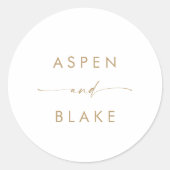 Sticker Rond Mariage d'enveloppes de script or moderne (Devant)