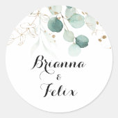 Sticker Rond Mariage d'enveloppes d'or Eucalyptus rustique (Devant)