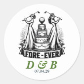 Sticker Rond Mariage des Brides de golf (Devant)