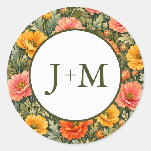 Sticker Rond Mariage des Coquelicots (Devant)