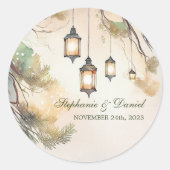 Sticker Rond Mariage des feux de lanterne botanique de l'arbre  (Devant)