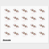 Sticker Rond Mariage des hirondelles baisantes et fleurs coloré (Feuille)