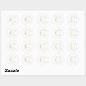 Sticker Rond Mariage des initiales célestes d'or (Feuille)