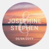 Sticker Rond Mariage des noms des couples de coude de soleil or (Devant)