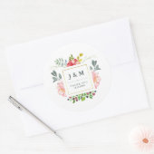 Sticker Rond Mariage des pivoines aquarelles (Enveloppe)