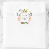 Sticker Rond Mariage des pivoines aquarelles (Sac)