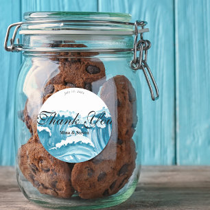 Sticker Rond mariage des vagues océaniques merci