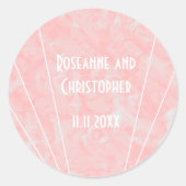 Sticker Rond Mariage design Art déco en marbre rose (Devant)