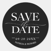 Sticker Rond Mariage Design Moderne Enregistrer La Date (Devant)