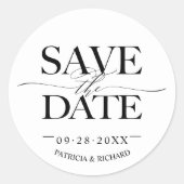 Sticker Rond Mariage Design Moderne Enregistrer La Date (Devant)
