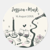 Sticker Rond Mariage Dessiné à la Main Fantaisiste (Devant)