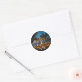 Sticker Rond Mariage Destination Paradise (Enveloppe)