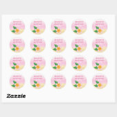 Sticker Rond Mariage d'été à fleurs tropicales roses Frangipani (Feuille)