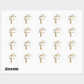 Sticker Rond Mariage d'été du printemps MONOGRAM F (Feuille)