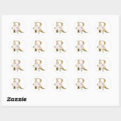 Sticker Rond Mariage d'été du printemps MONOGRAM R (Feuille)