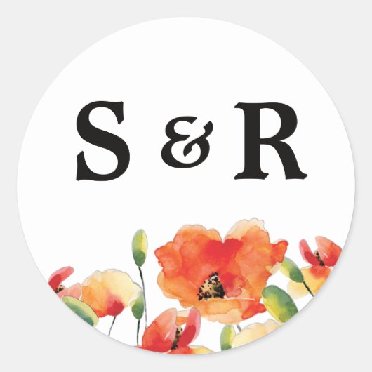 Sticker Rond Mariage d'été Golden Poppy (Devant)