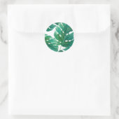 Sticker Rond Mariage d'été hawaïen à feuilles de palmier vert t (Sac)