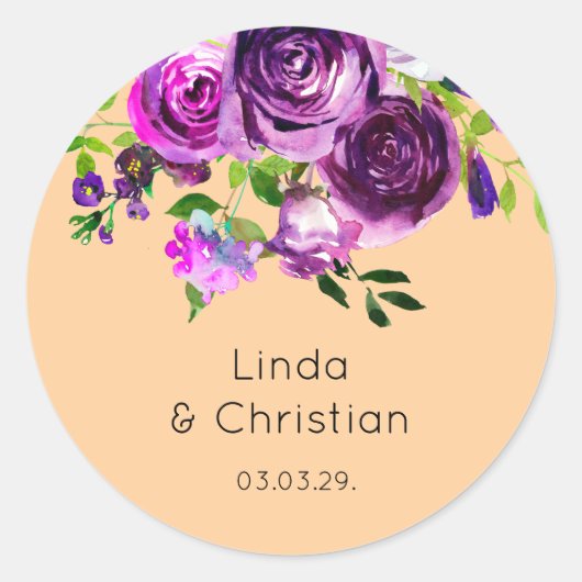Sticker Rond Mariage d'été pourpre (Devant)