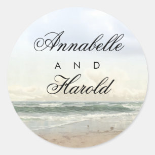 Sticker Rond Mariage d'été romantique de plage