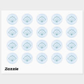 Sticker Rond Mariage d'été sur la plage Shell Blue (Feuille)